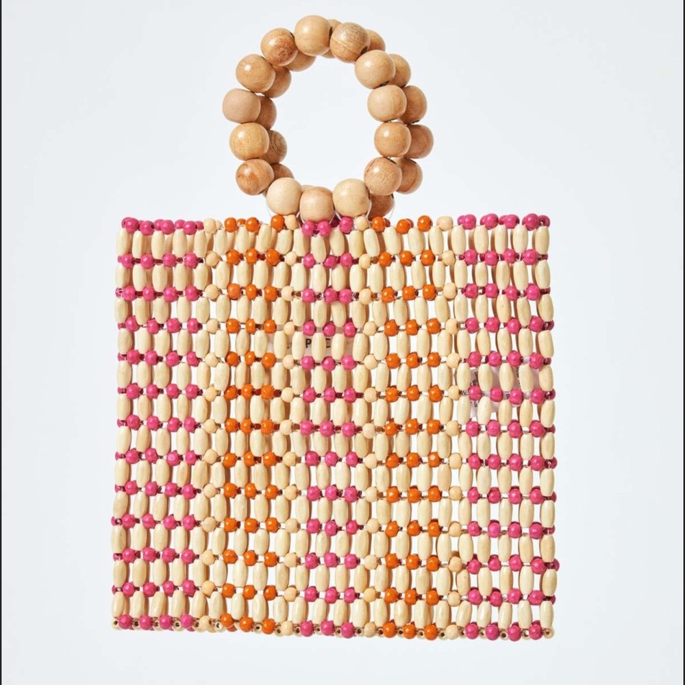 NWT L*Space RILEY WOOD BAG - pink orange brown